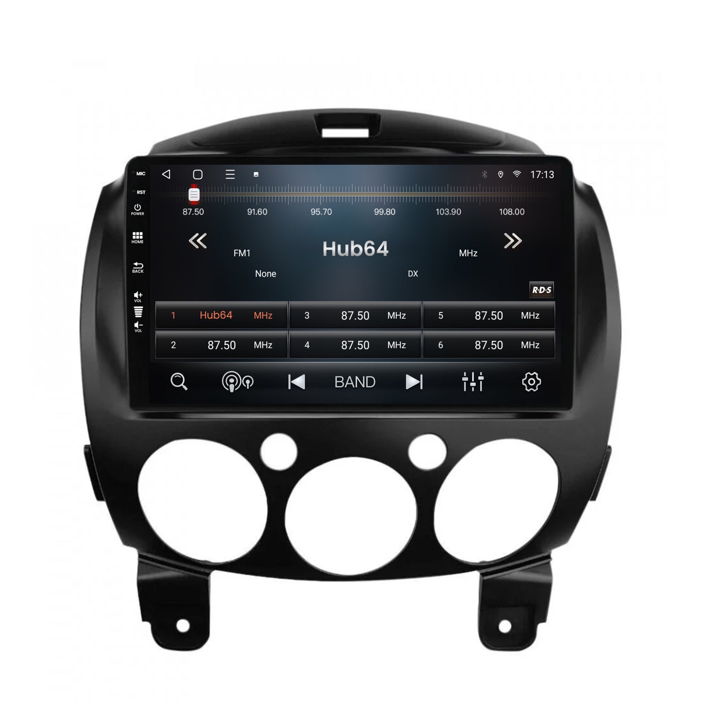 Navigatie HUB64 Mazda 2 (2007-2014), 4GB RAM, Android, Quadcore, DSP, GPS, Wi-FI, Carplay, Android Auto, USB, Bluetooth, Waze, Touchscreen, 9 inch