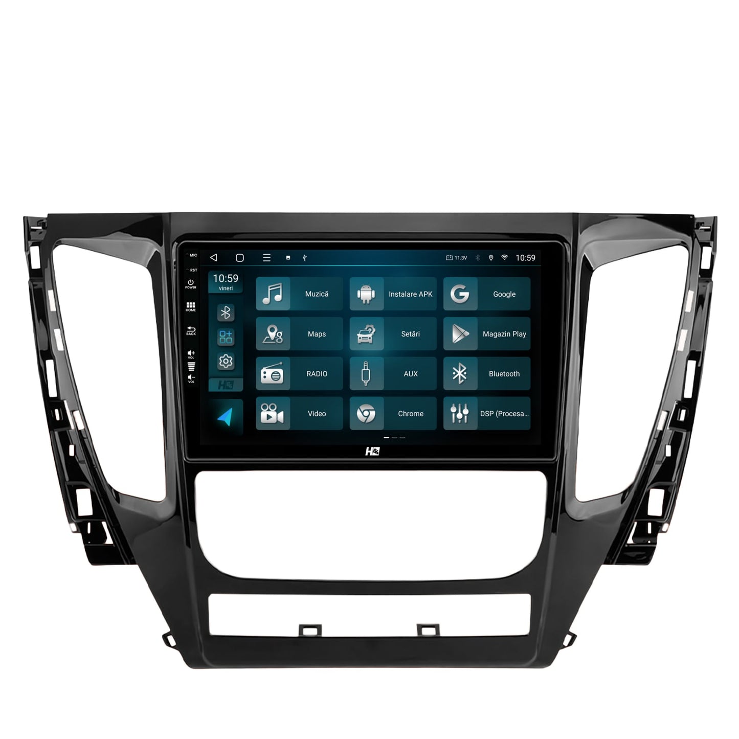 Navigatie HUB64 Mitsubishi Pajero (2016-2018), 8GB RAM, Android, Octacore, Slot Sim 4G, DSP, GPS, Wi-FI, Carplay, Android Auto, USB, Bluetooth, Waze, Touchscreen, 9 Inch