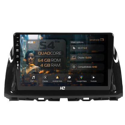 Navigatie HUB64 Mazda CX-5 (2012-2015), 4GB RAM, Android, Quadcore, DSP, GPS, Wi-FI, Carplay, Android Auto, USB, Bluetooth, Waze, Touchscreen, 10.1 inch