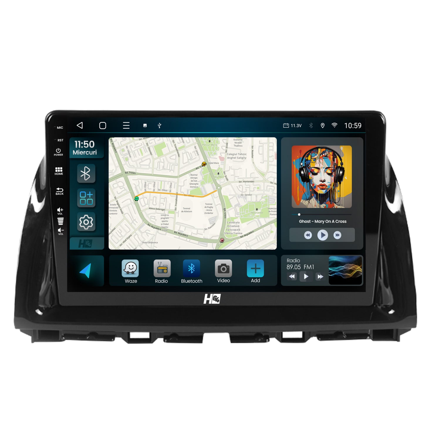 Navigatie HUB64 Mazda CX-5 (2012-2015), 8GB RAM, Android, Octacore, Slot Sim 4G, DSP, GPS, Wi-FI, Carplay, Android Auto, USB, Bluetooth, Waze, Touchscreen, 10.1 Inch