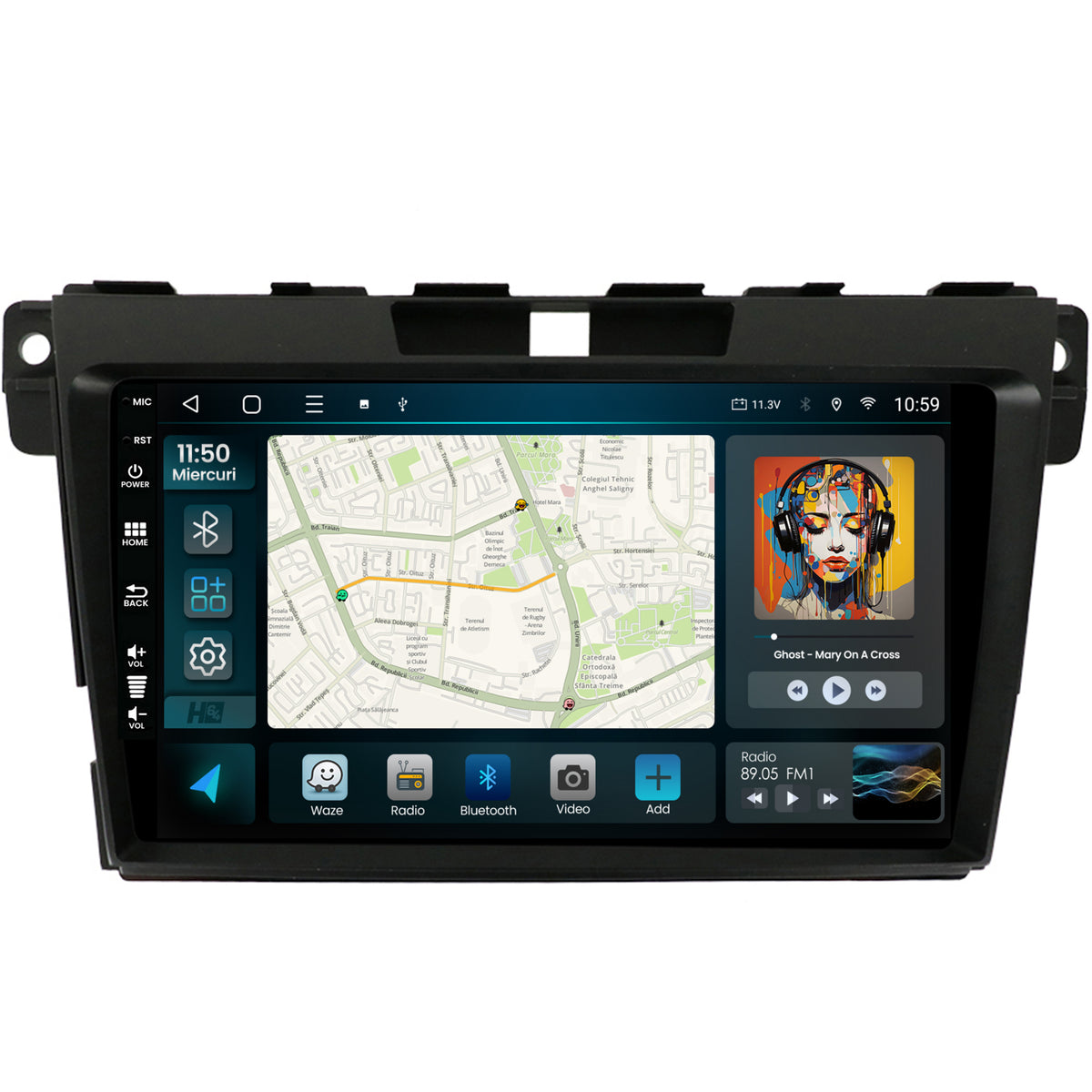 Navigatie HUB64 Mazda CX-7 (2008-2013), 2GB RAM, Android, GPS, Wi-FI, Carplay, Android Auto, USB, Bluetooth, Radio, Waze, Touchscreen, 9 inch
