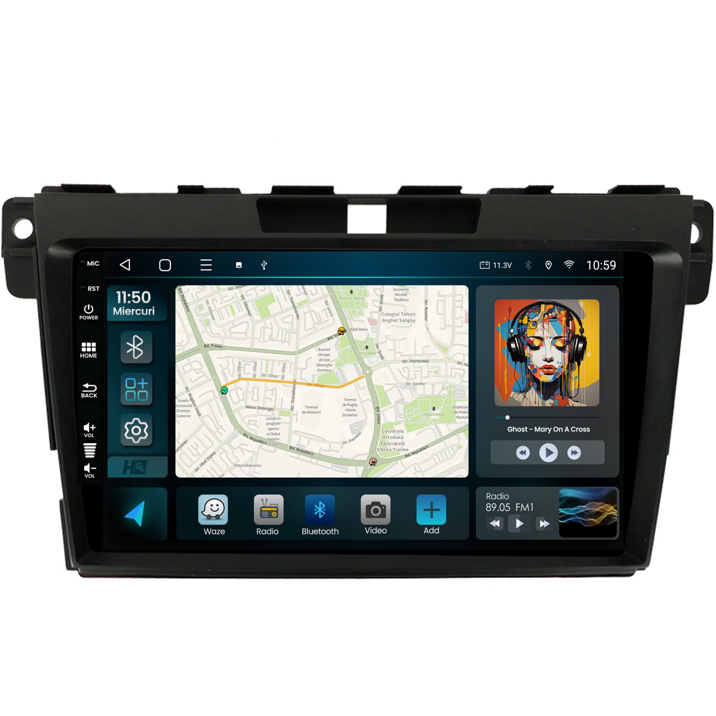 Navigatie HUB64 Mazda CX-7 (2008-2013), 4GB RAM, Android, Octacore, Slot Sim 4G, DSP, GPS, Wi-FI, Carplay, Android Auto, USB, Bluetooth, Waze, Touchscreen, 9 inch