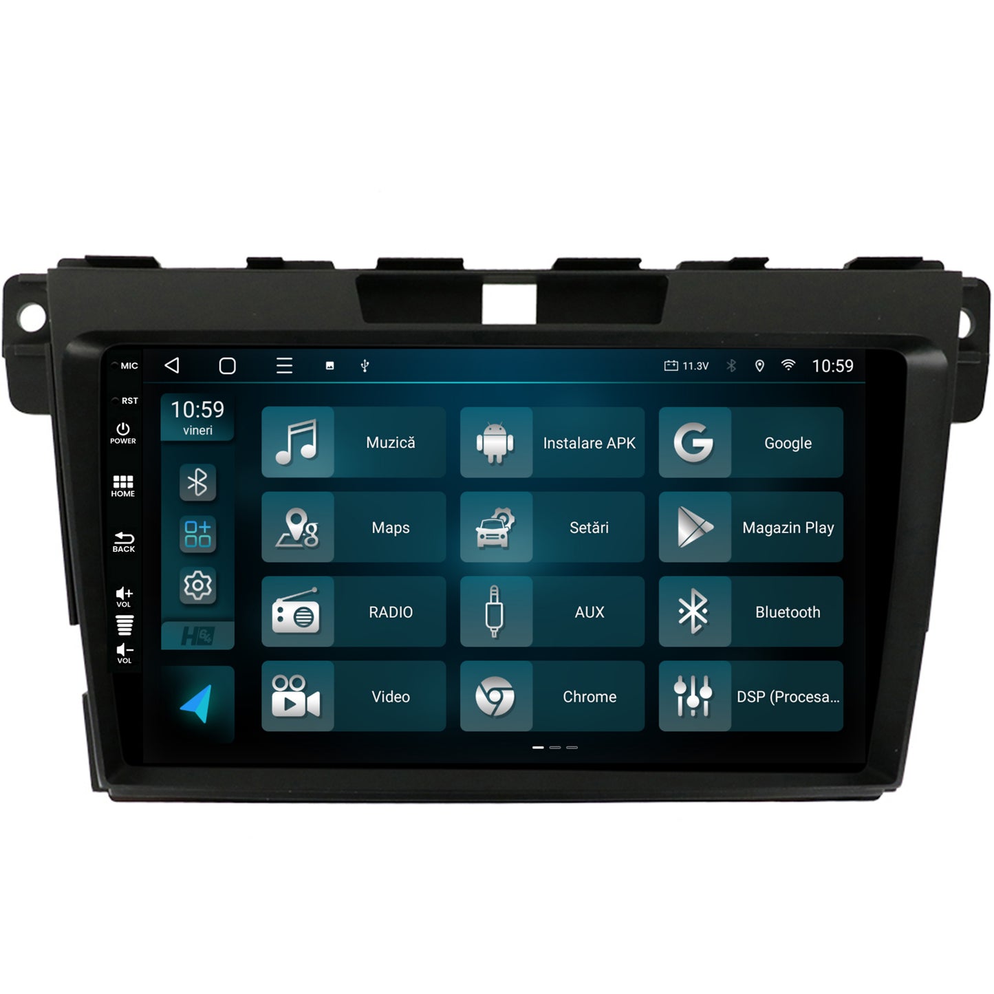 Navigatie HUB64 Mazda CX-7 (2008-2013), 8GB RAM, Android, Octacore, Slot Sim 4G, DSP, GPS, Wi-FI, Carplay, Android Auto, USB, Bluetooth, Waze, Touchscreen, 9 Inch