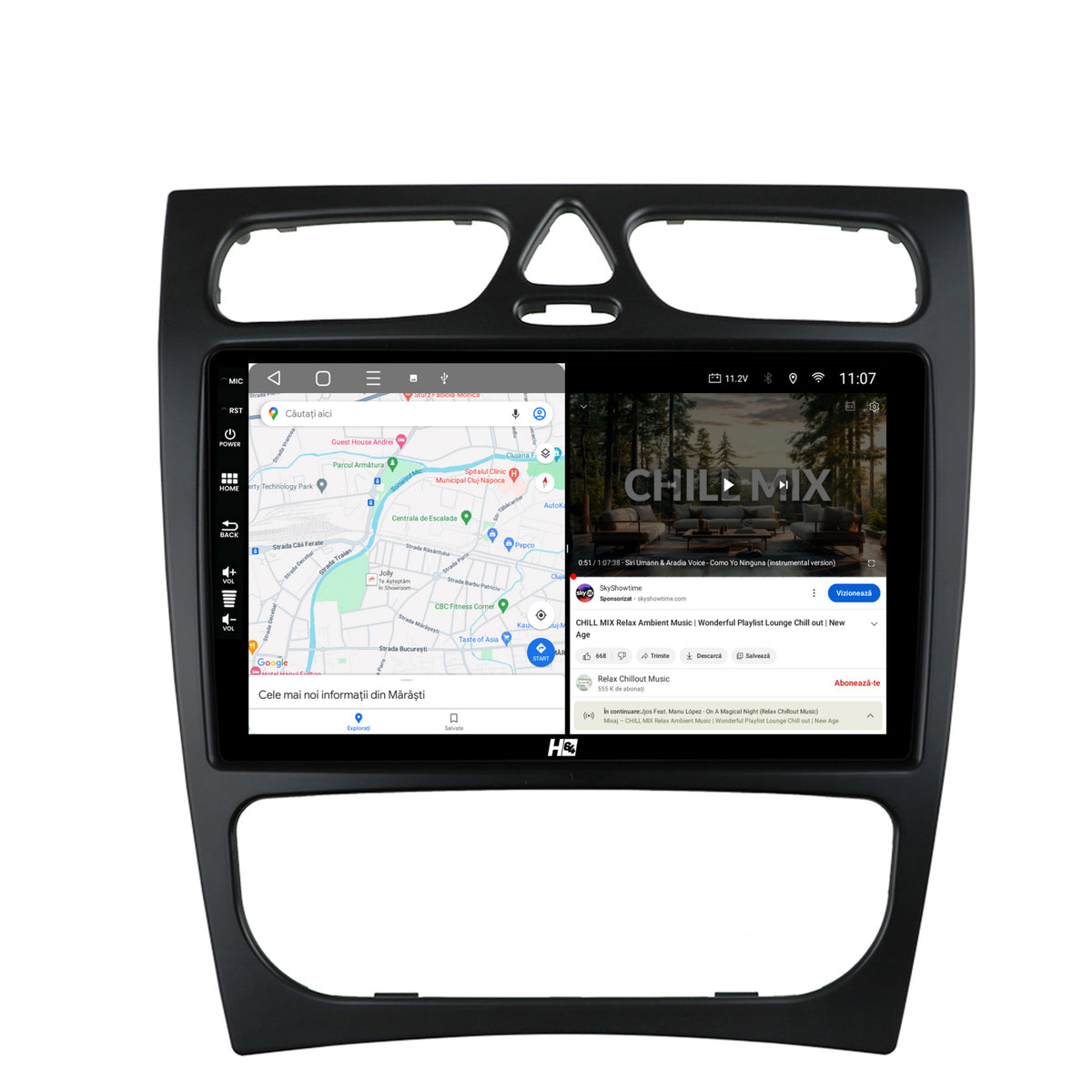 Navigatie HUB64 Mercedes Benz C-Class W203 (2000-2005), 4GB RAM, Android, Quadcore, DSP, GPS, Wi-FI, Carplay, Android Auto, USB, Bluetooth, Waze, Touchscreen, 9 inch