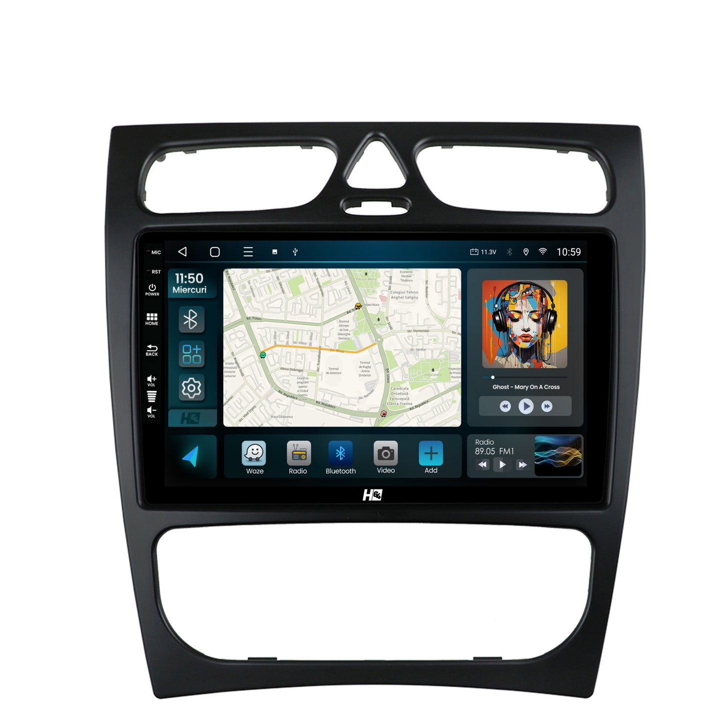 Navigatie HUB64 Mercedes Benz C-Class W203 (2000-2005), 4GB RAM, Android, Octacore, Slot Sim 4G, DSP, GPS, Wi-FI, Carplay, Android Auto, USB, Bluetooth, Waze, Touchscreen, 9 inch