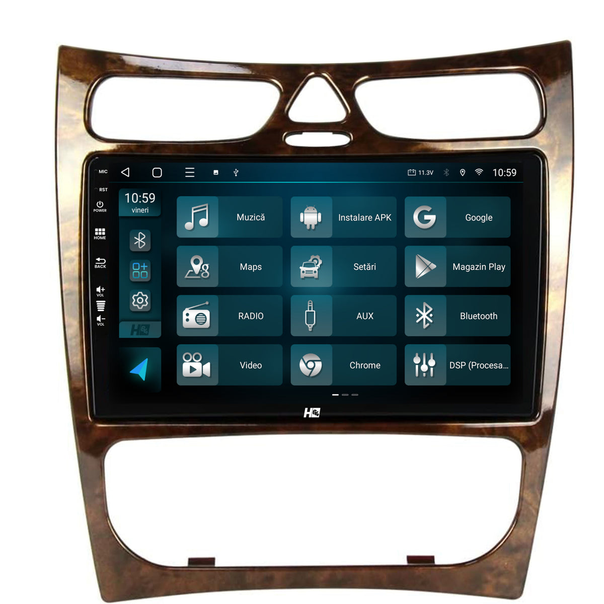 Navigatie HUB64 Benz CLK (W209) (2000-2005), 4GB RAM, Android, Quadcore, DSP, GPS, Wi-FI, Carplay, Android Auto, USB, Bluetooth, Waze, Touchscreen, 9 inch