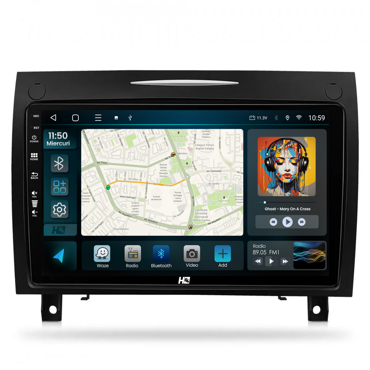 Navigatie HUB64 Mercedes Benz SLK (2006-2010), 4GB RAM, Android, Quadcore, DSP, GPS, Wi-FI, Carplay, Android Auto, USB, Bluetooth, Waze, Touchscreen, 9 inch