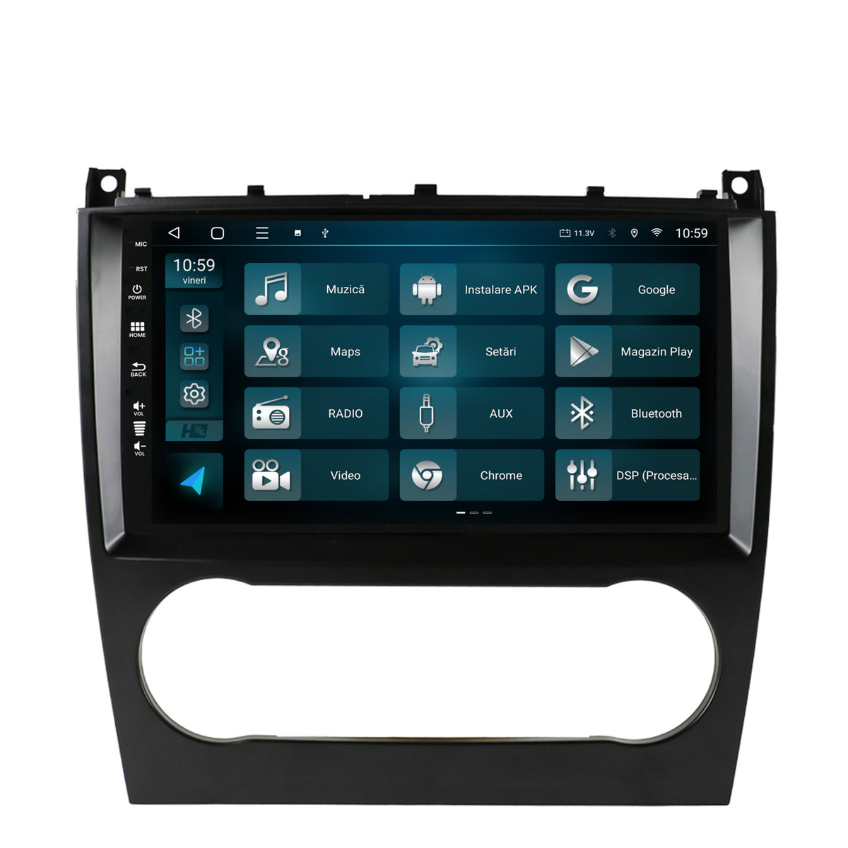 Navigatie HUB64 Mercedes Benz C-CLASS W203 (2004-2011), 2GB RAM, Android, GPS, Wi-FI, Carplay, Android Auto, USB, Bluetooth, Radio, Waze, Touchscreen, 9 inch