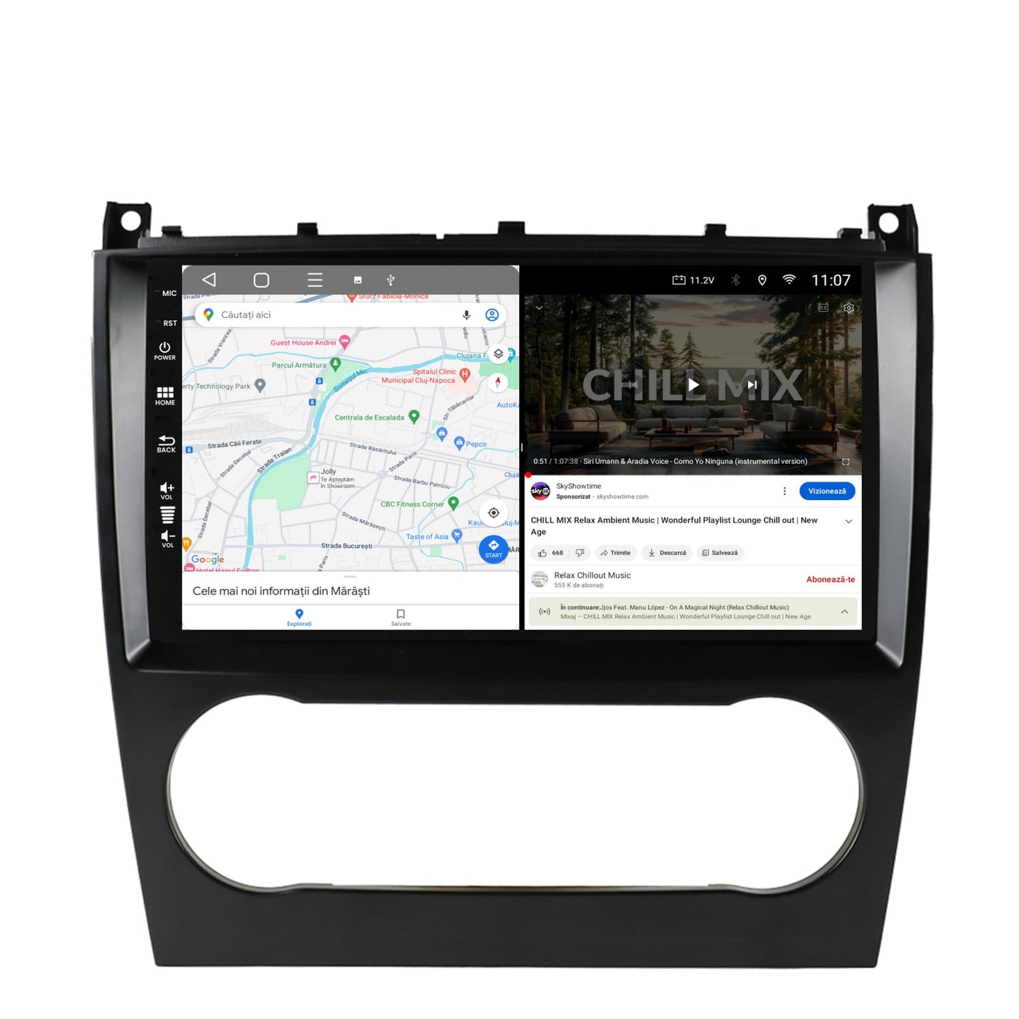 Navigatie HUB64 Mercedes Benz C-CLASS W203 (2004-2011), 2GB RAM, Android, GPS, Wi-FI, Carplay, Android Auto, USB, Bluetooth, Radio, Waze, Touchscreen, 9 inch