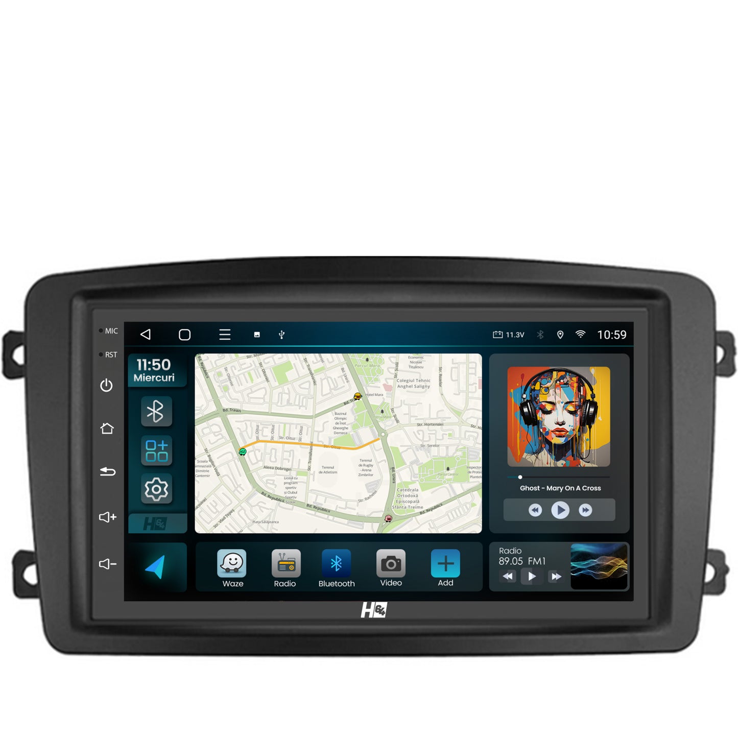 Navigatie HUB64 Mercedes Benz C-Class W203 / Vito / Viano / CLK, 4GB RAM, Android, Quadcore, DSP, GPS, Wi-FI, Carplay, Android Auto, USB, Bluetooth, Waze, Touchscreen, 7 inch