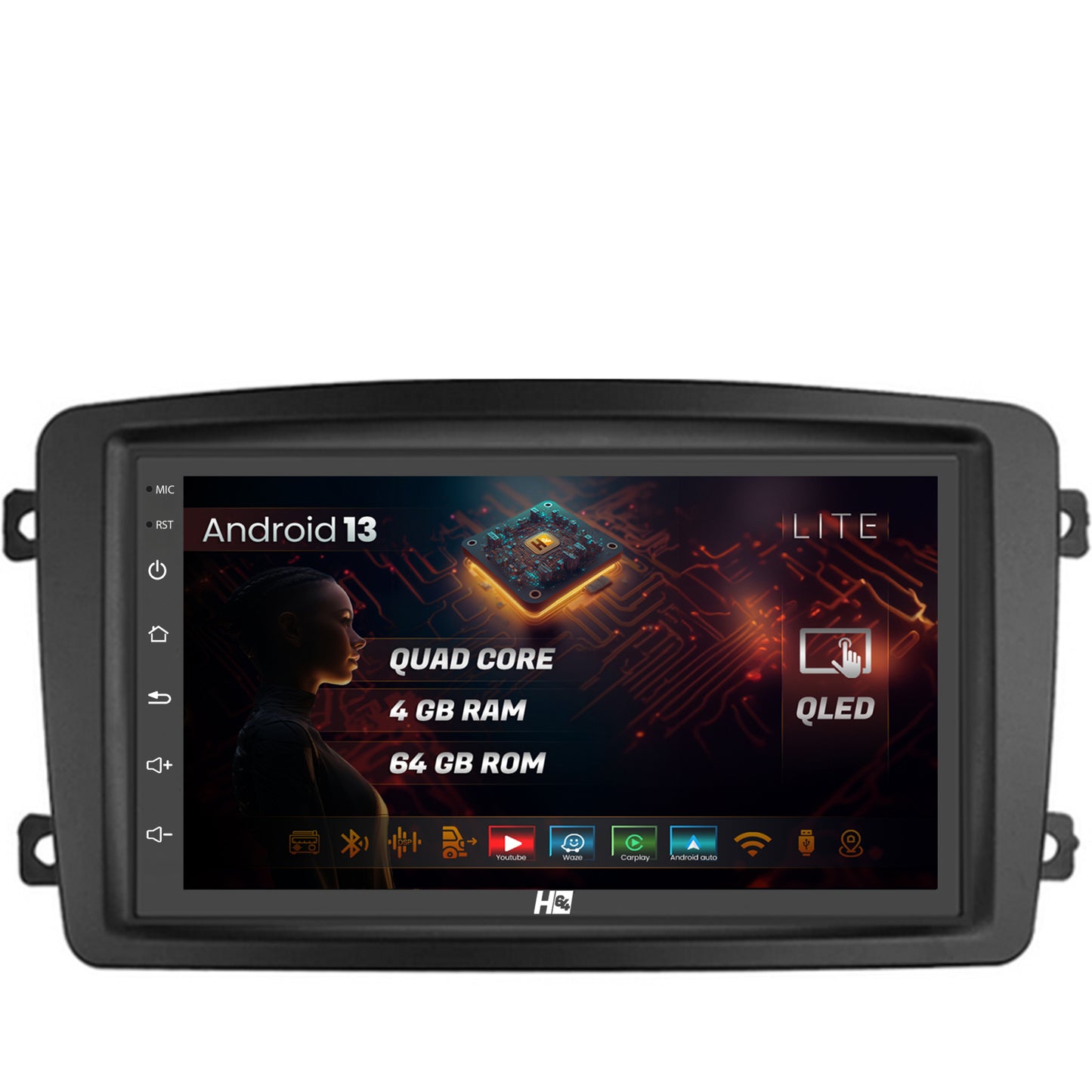Navigatie HUB64 Mercedes Benz C-Class W203 / Vito / Viano / CLK, 4GB RAM, Android, Quadcore, DSP, GPS, Wi-FI, Carplay, Android Auto, USB, Bluetooth, Waze, Touchscreen, 7 inch
