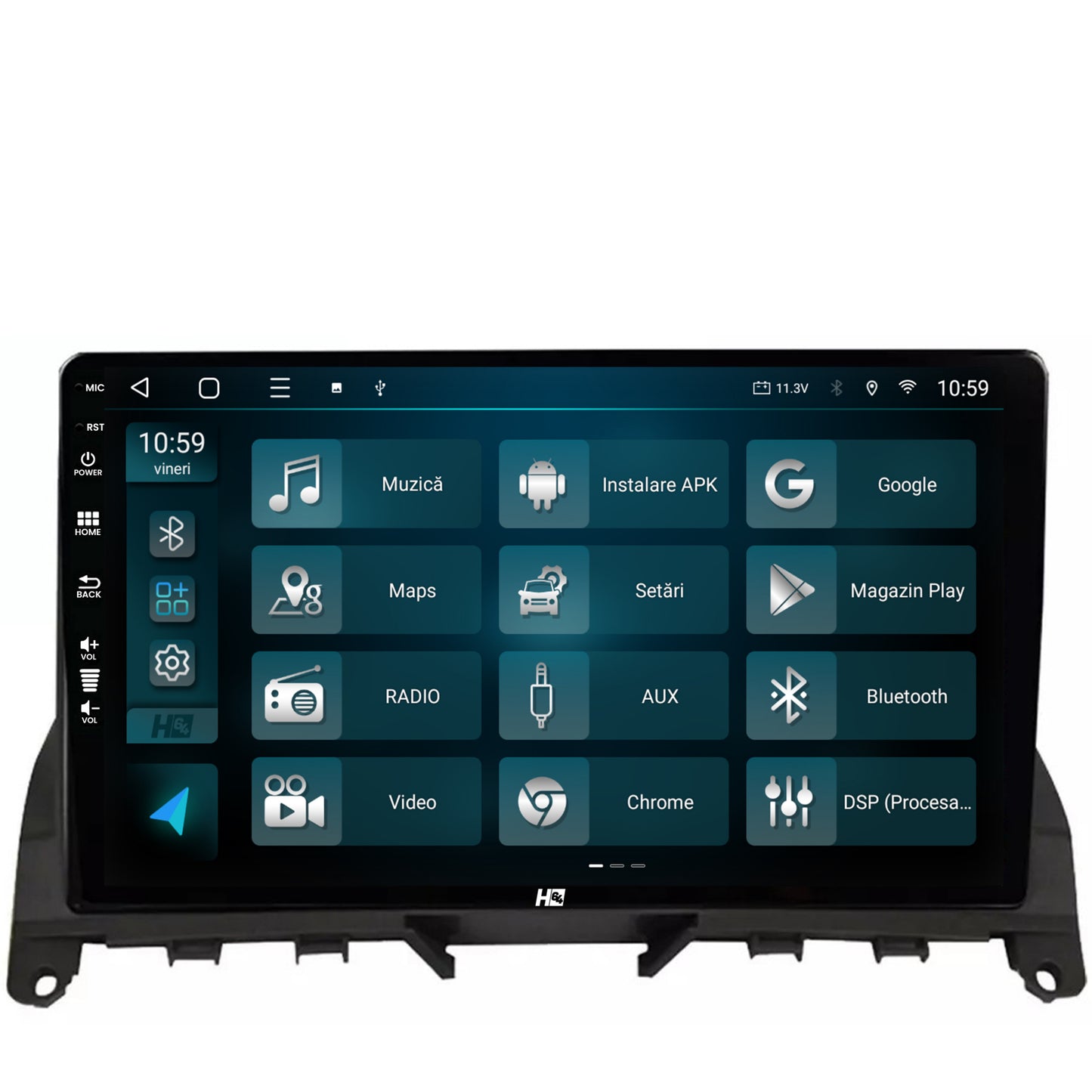 Navigatie HUB64 Mercedes Benz C-Class W204 (2006-2012), 4GB RAM, Android, Octacore, Slot Sim 4G, DSP, GPS, Wi-FI, Carplay, Android Auto, USB, Bluetooth, Waze, Touchscreen, 9 inch