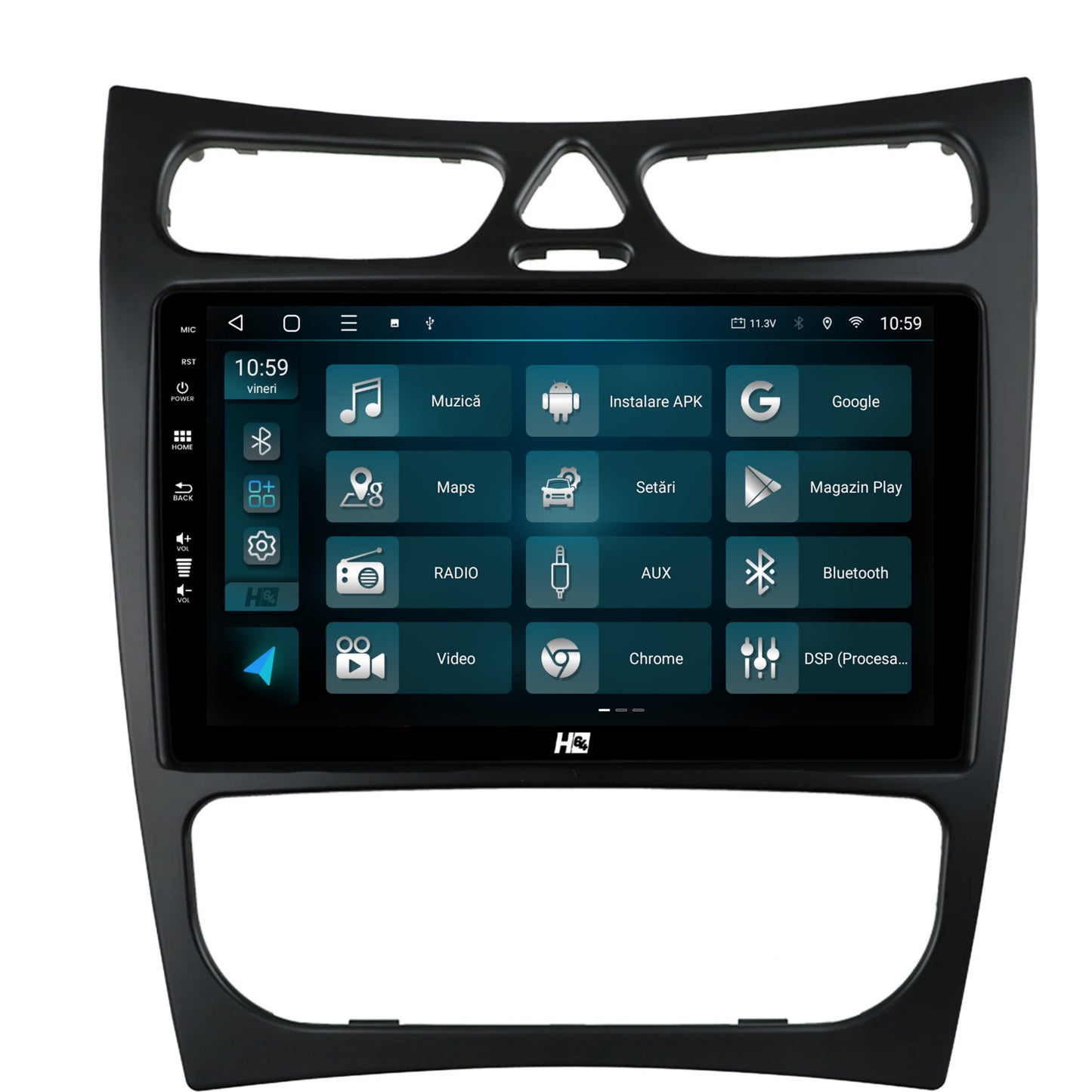 Navigatie HUB64 Mercedes Benz CLK W209 (2000-2005), 4GB RAM, Android, Octacore, Slot Sim 4G, DSP, GPS, Wi-FI, Carplay, Android Auto, USB, Bluetooth, Waze, Touchscreen, 9 inch