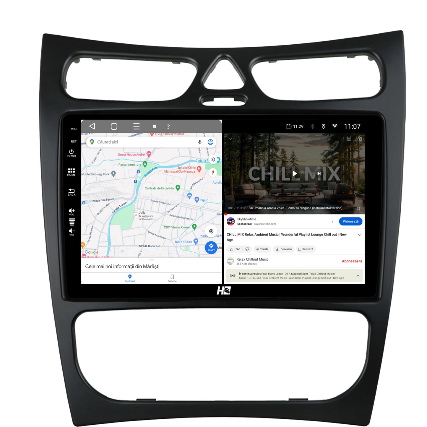 Navigatie HUB64 Mercedes Benz CLK W209 (2000-2005), 4GB RAM, Android, Octacore, Slot Sim 4G, DSP, GPS, Wi-FI, Carplay, Android Auto, USB, Bluetooth, Waze, Touchscreen, 9 inch