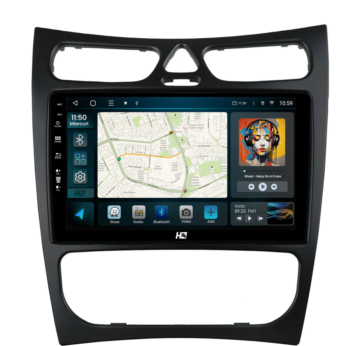 Navigatie HUB64 Mercedes Benz CLK W209 (2000-2005), 6GB RAM, Android, Octacore, Slot Sim 4G, DSP, GPS, Wi-FI, Carplay, Android Auto, USB, Bluetooth, Waze, Touchscreen, 9 Inch