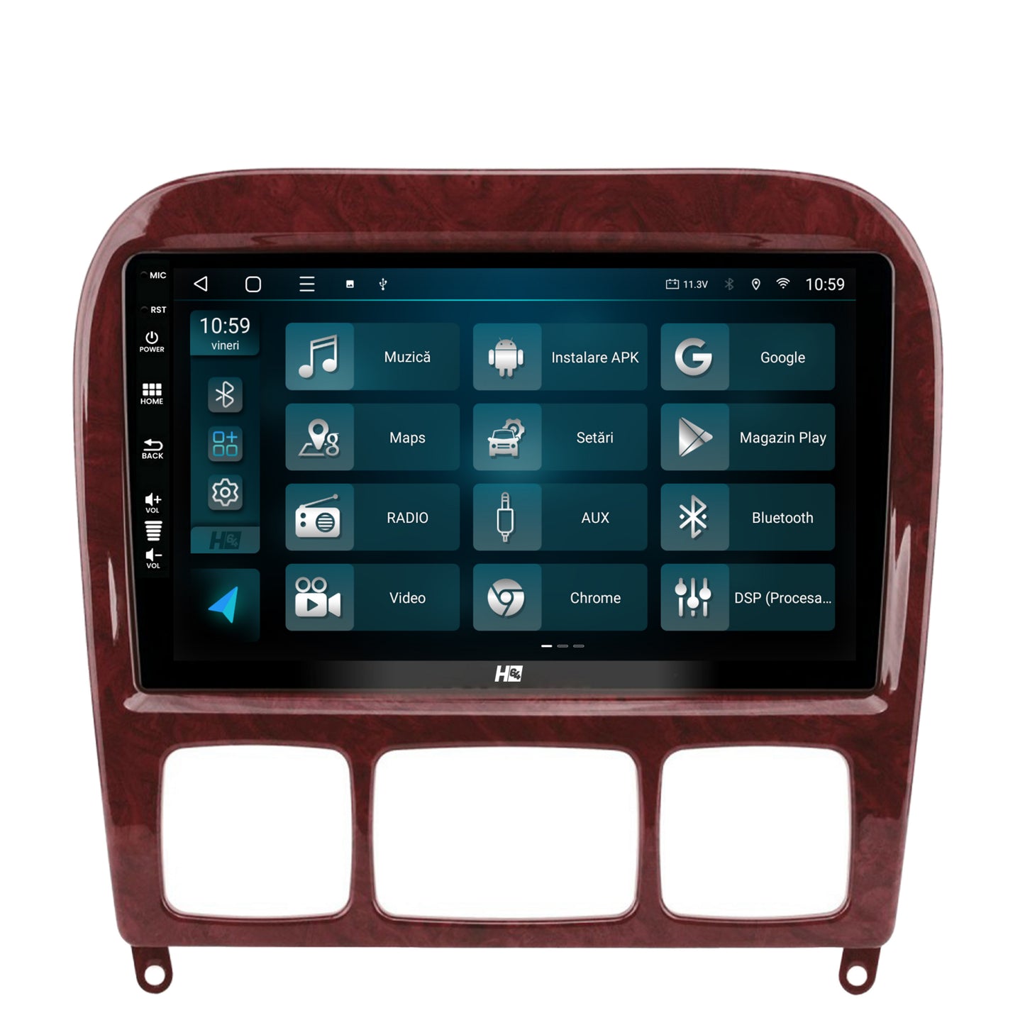 Navigatie HUB64 Mercedes Benz S-Class (1998-2005), 6GB RAM, Android, Octacore, Slot Sim 4G, DSP, GPS, Wi-FI, Carplay, Android Auto, USB, Bluetooth, Waze, Touchscreen, 9 Inch
