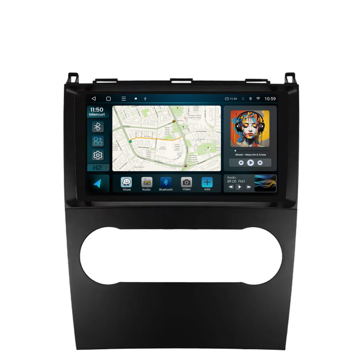 Navigatie HUB64 Mercedes Benz A/B Class (2004-2011), 4GB RAM, Android, Octacore, Slot Sim 4G, DSP, GPS, Wi-FI, Carplay, Android Auto, USB, Bluetooth, Waze, Touchscreen, 9 inch