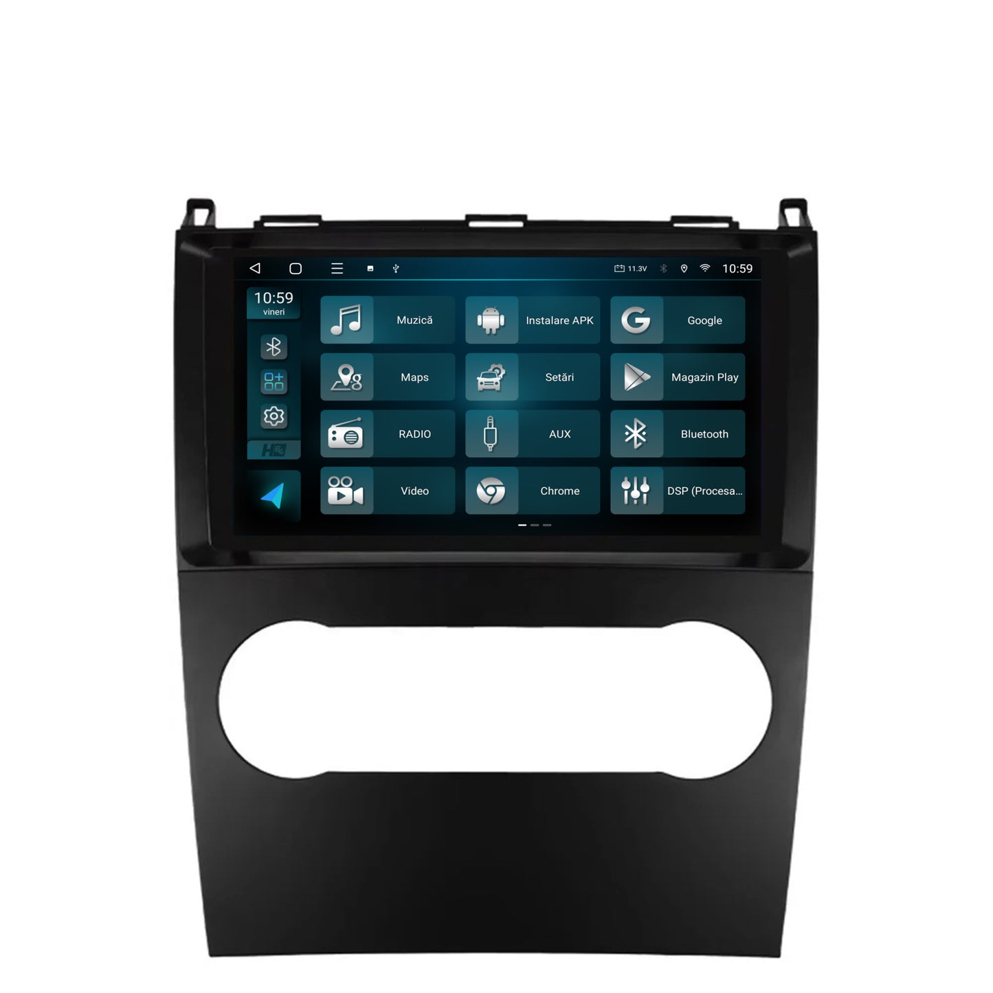 Navigatie HUB64 Mercedes Benz A/B Class (2004-2011), 4GB RAM, Android, Octacore, Slot Sim 4G, DSP, GPS, Wi-FI, Carplay, Android Auto, USB, Bluetooth, Waze, Touchscreen, 9 inch