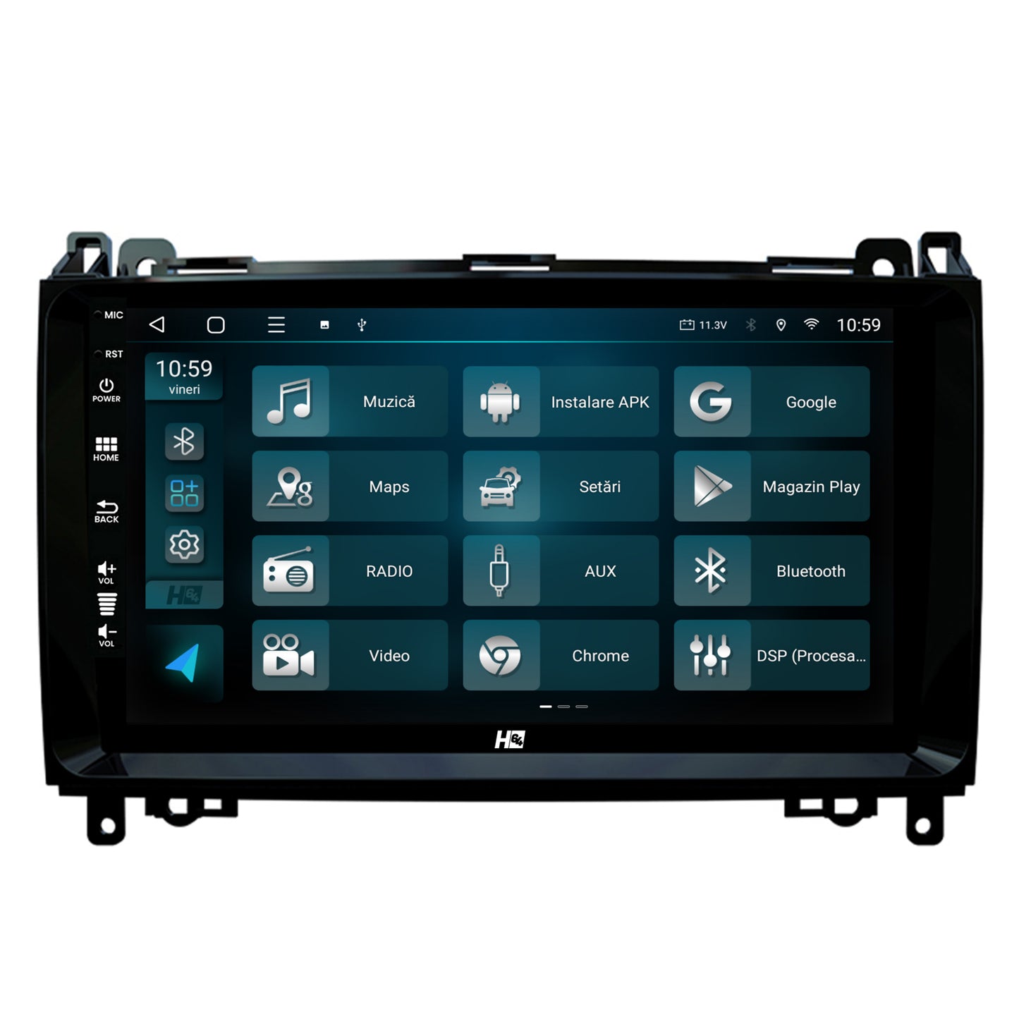 Navigatie HUB64 Mercedes Benz Sprinter, Viano, Vito, A/B Class, Crafter, 2GB RAM, Android, GPS, Wi-FI, Carplay, Android Auto, USB, Bluetooth, Radio, Waze, Touchscreen, 9 inch