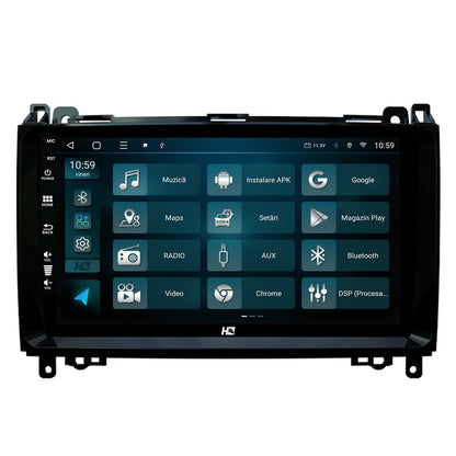 Navigatie HUB64 Mercedes Benz Sprinter, Viano, Vito, A/B Class, Crafter, 4GB RAM, Android, Octacore, Slot Sim 4G, DSP, GPS, Wi-FI, Carplay, Android Auto, USB, Bluetooth, Waze, Touchscreen, 9