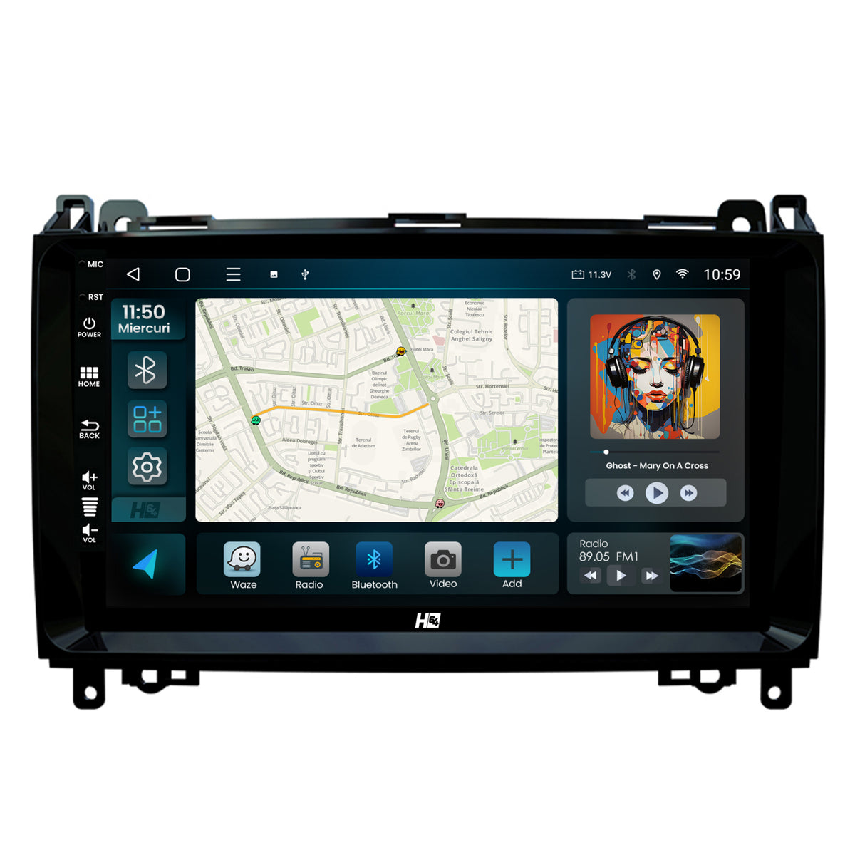 Navigatie HUB64 Mercedes Benz Sprinter, Viano, Vito, A/B Class, Crafter, 4GB RAM, Android, Octacore, Slot Sim 4G, DSP, GPS, Wi-FI, Carplay, Android Auto, USB, Bluetooth, Waze, Touchscreen, 9