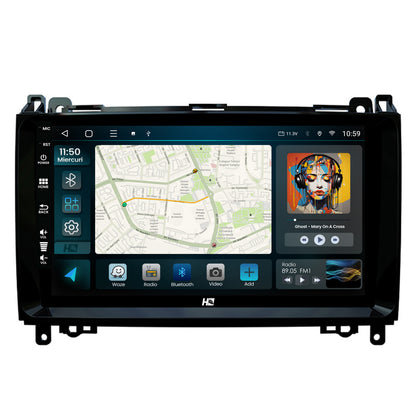 Navigatie HUB64 Mercedes Benz Sprinter, Viano, Vito, A/B Class, Crafter, 4GB RAM, Android, Octacore, Slot Sim 4G, DSP, GPS, Wi-FI, Carplay, Android Auto, USB, Bluetooth, Waze, Touchscreen, 9