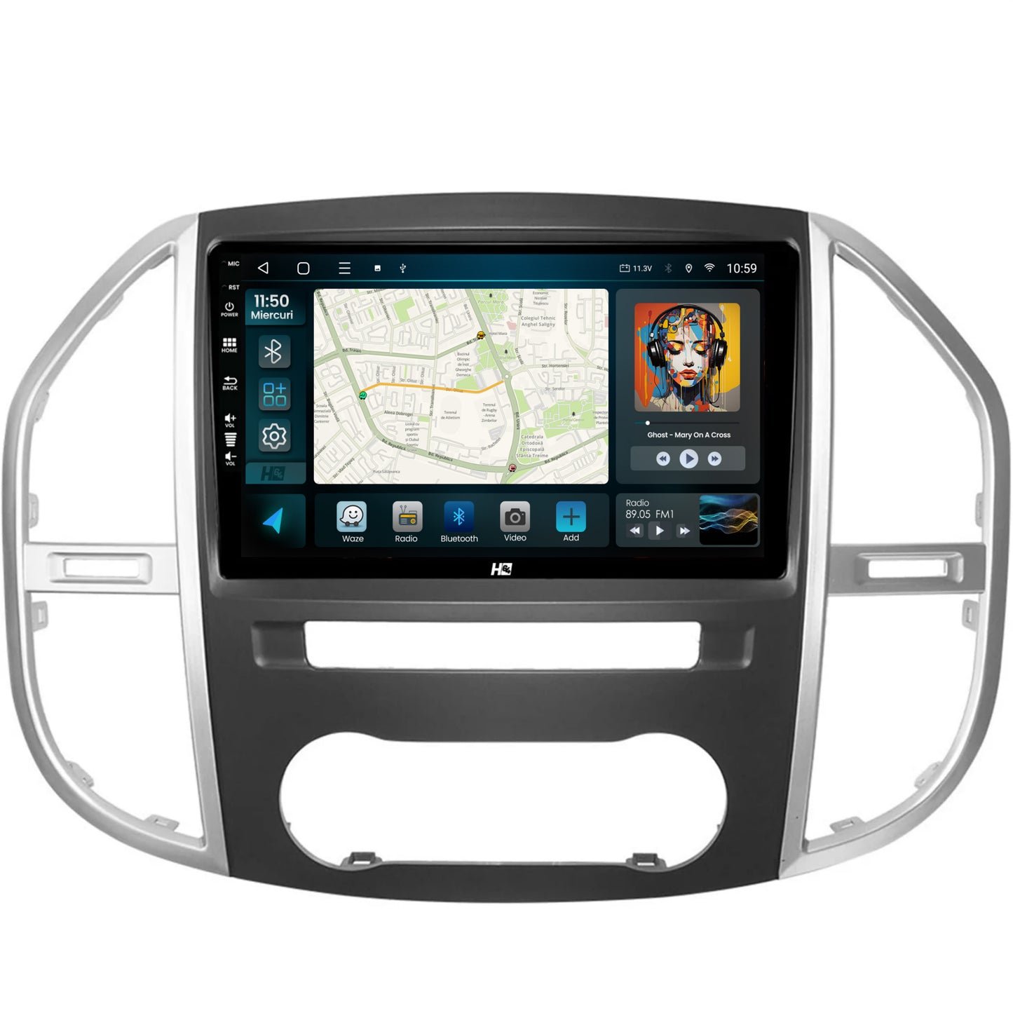 Navigatie HUB64 Mercedes Benz Vito (2016+), 4GB RAM, Android, Quadcore, DSP, GPS, Wi-FI, Carplay, Android Auto, USB, Bluetooth, Waze, Touchscreen, 9 inch