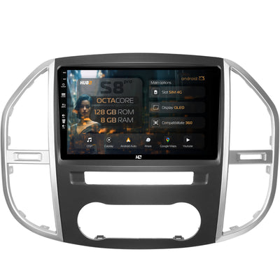Navigatie HUB64 Mercedes Benz Vito (2016+), 8GB RAM, Android, Octacore, Slot Sim 4G, DSP, GPS, Wi-FI, Carplay, Android Auto, USB, Bluetooth, Waze, Touchscreen, 10.1 Inch