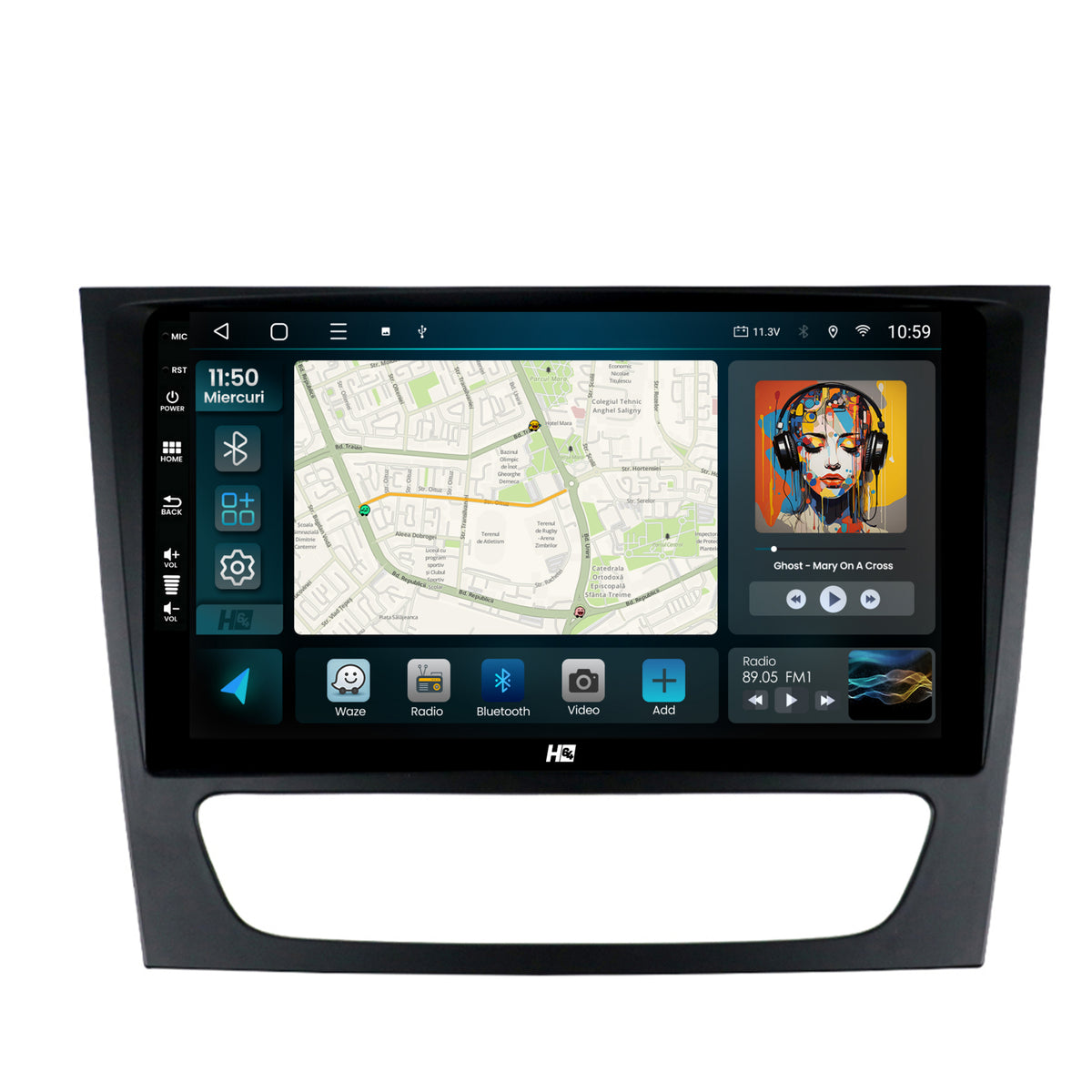 Navigatie HUB64 Mercedes Benz W211/CLS, 8GB RAM, Android, Octacore, Slot Sim 4G, DSP, GPS, Wi-FI, Carplay, Android Auto, USB, Bluetooth, Waze, Touchscreen, 9 Inch
