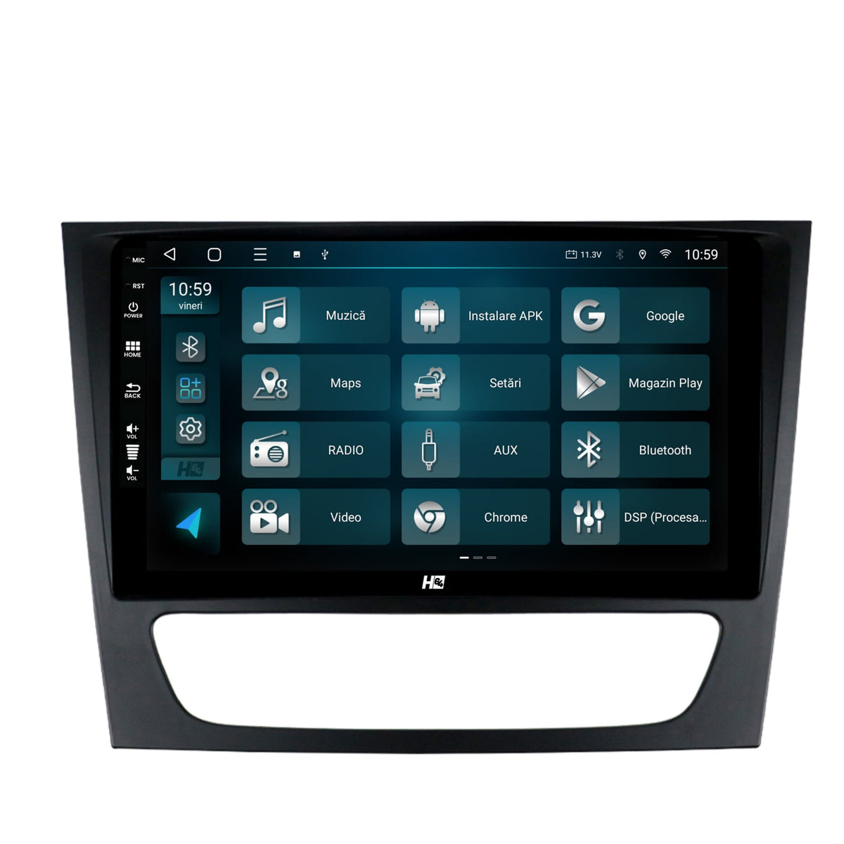 Navigatie HUB64 Mercedes Benz W211/CLS, 8GB RAM, Android, Octacore, Slot Sim 4G, DSP, GPS, Wi-FI, Carplay, Android Auto, USB, Bluetooth, Waze, Touchscreen, 9 Inch