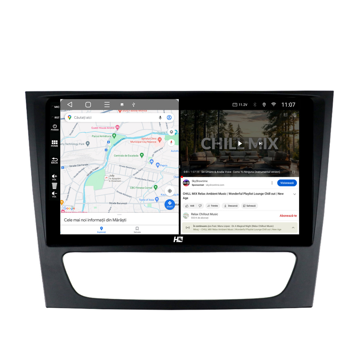 Navigatie HUB64 Mercedes Benz W211/CLS, 8GB RAM, Android, Octacore, Slot Sim 4G, DSP, GPS, Wi-FI, Carplay, Android Auto, USB, Bluetooth, Waze, Touchscreen, 9 Inch