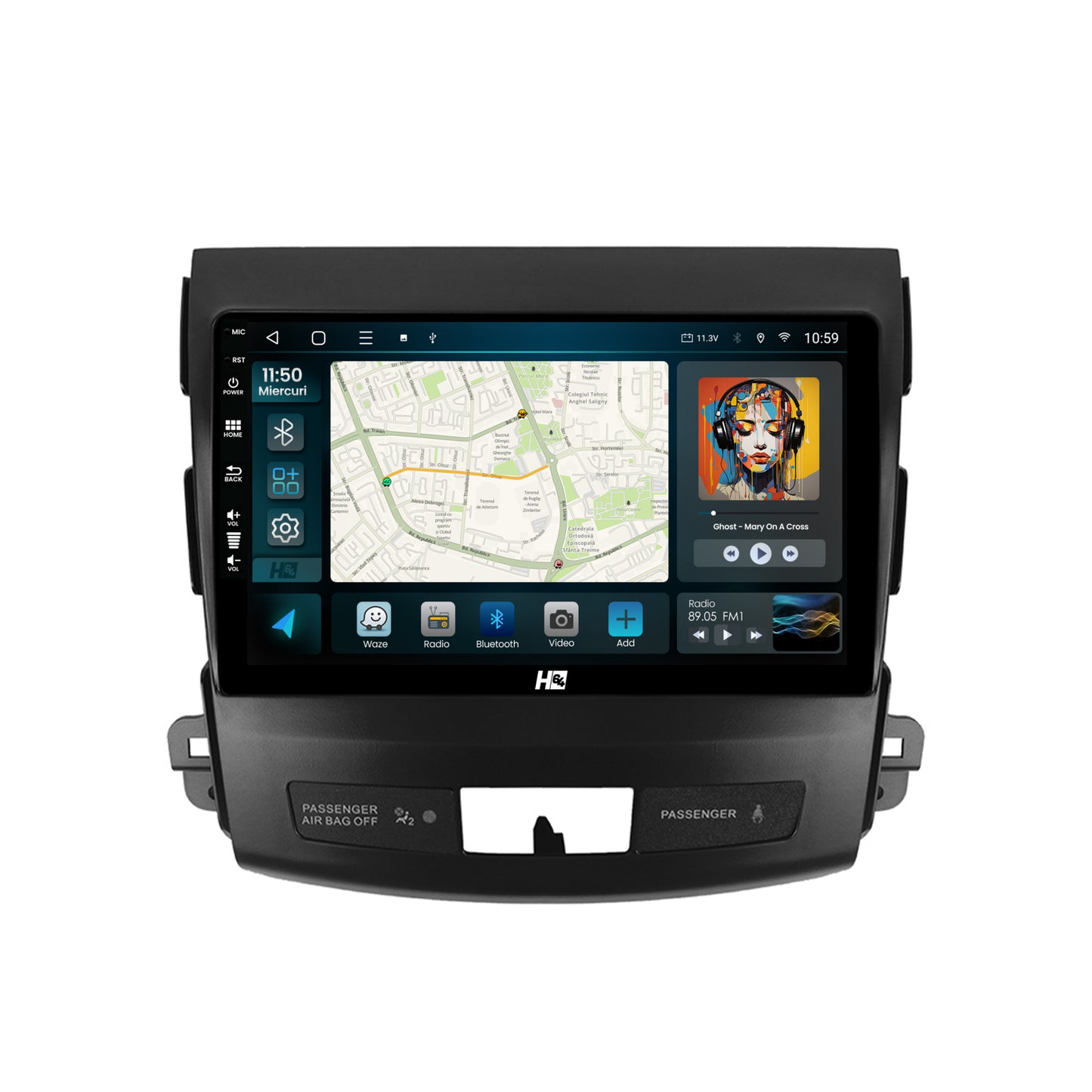 Navigatie HUB64 Mitstubishi Outlander / Peugeot 4007 / Citroen C-Crosser, 2GB RAM, Android, GPS, Wi-FI, Carplay, Android Auto, USB, Bluetooth, Radio, Waze, Touchscreen, 9 inch