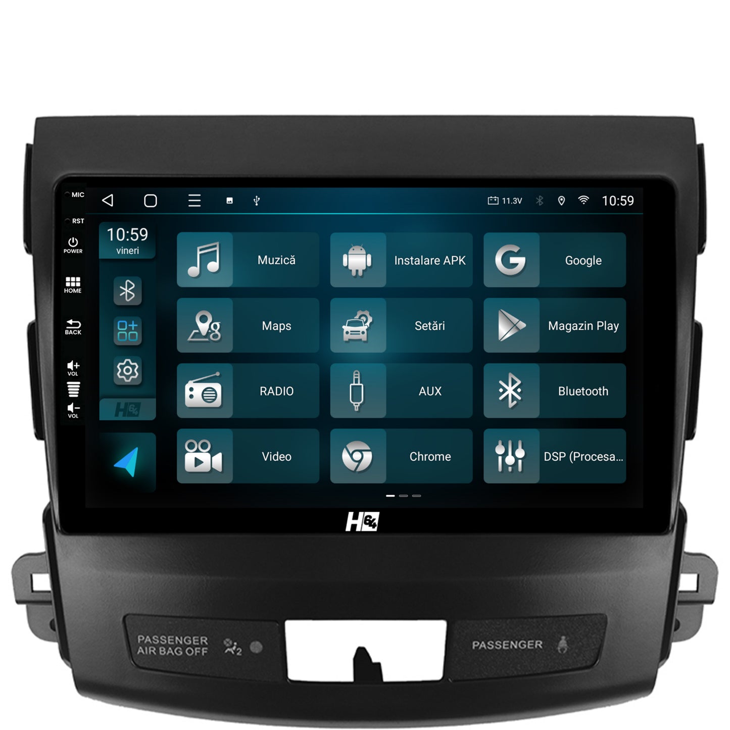 Navigatie HUB64 Mitstubishi Outlander / Peugeot 4007 / Citroen C-Crosser, 4GB RAM, Android, Octacore, Slot Sim 4G, DSP, GPS, Wi-FI, Carplay, Android Auto, USB, Bluetooth, Waze, Touchscreen,