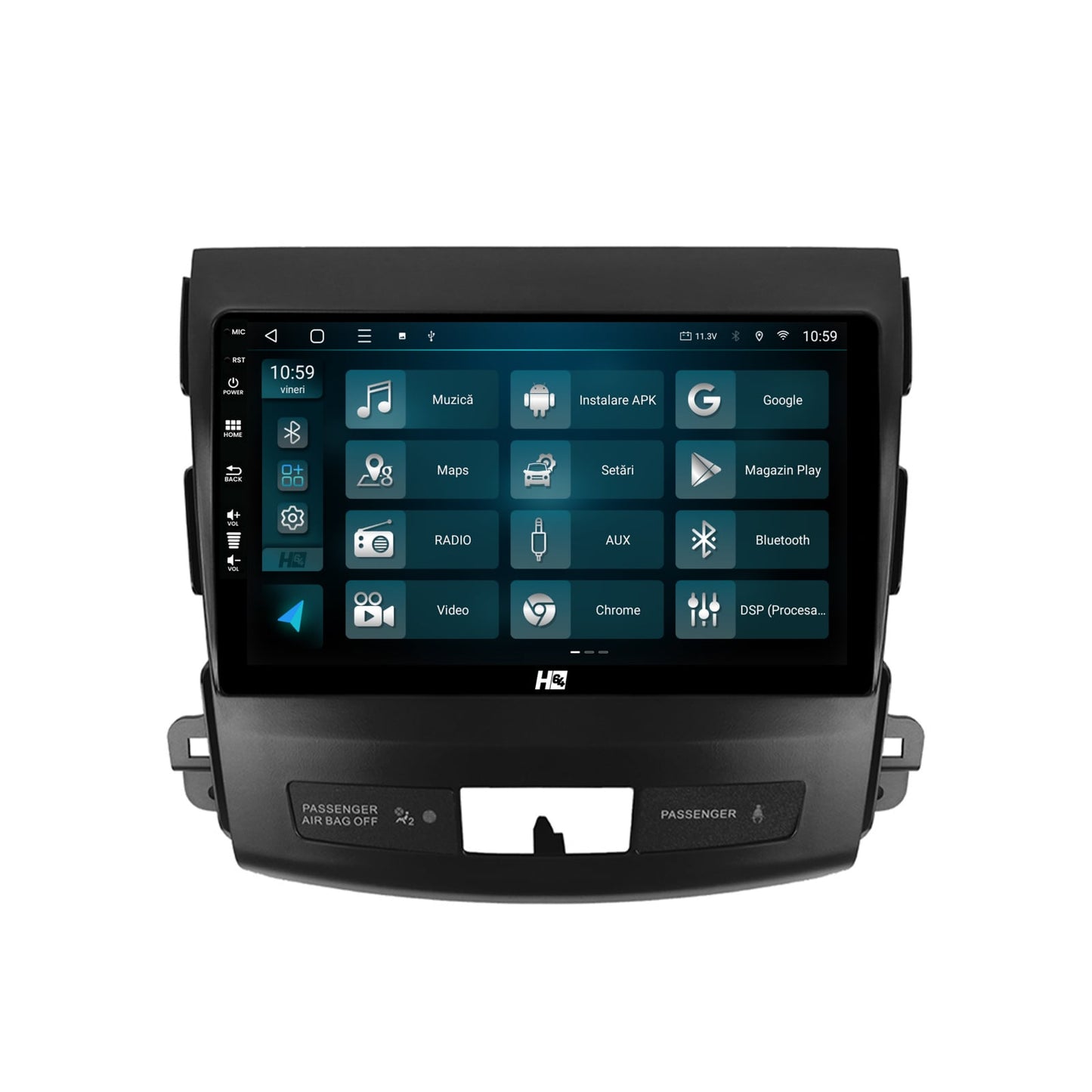 Navigatie HUB64 Mitstubishi Outlander / Peugeot 4007 / Citroen C-Crosser, 6GB RAM, Android, Octacore, Slot Sim 4G, DSP, GPS, Wi-FI, Carplay, Android Auto, USB, Bluetooth, Waze, Touchscreen,