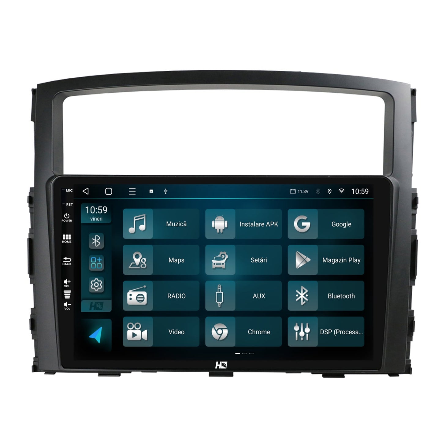 Navigatie HUB64 Mitstubishi Pajero (2006-2014), 4GB RAM, Android, Octacore, Slot Sim 4G, DSP, GPS, Wi-FI, Carplay, Android Auto, USB, Bluetooth, Waze, Touchscreen, 9 inch