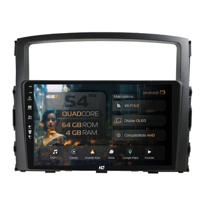 Navigatie HUB64 Mitstubishi Pajero (2006-2014), 4GB RAM, Android, Quadcore, DSP, GPS, Wi-FI, Carplay, Android Auto, USB, Bluetooth, Waze, Touchscreen, 9 inch