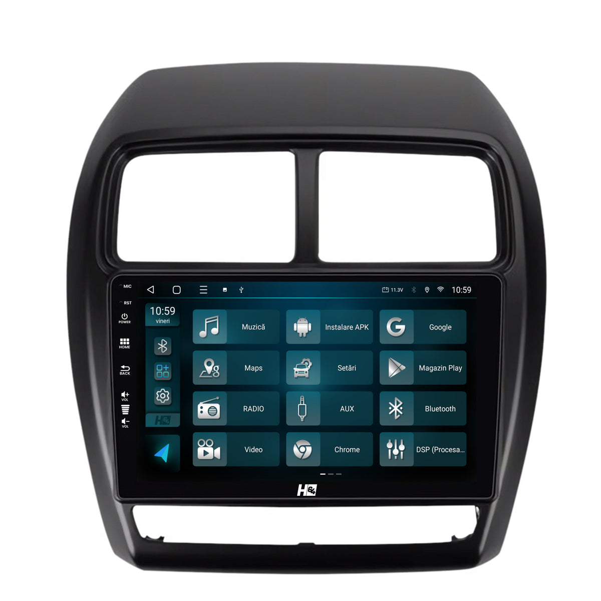 Navigatie HUB64 Mitsubishi ASX (2016-2019), 6GB RAM, Android, Octacore, Slot Sim 4G, DSP, GPS, Wi-FI, Carplay, Android Auto, USB, Bluetooth, Waze, Touchscreen, 9 Inch