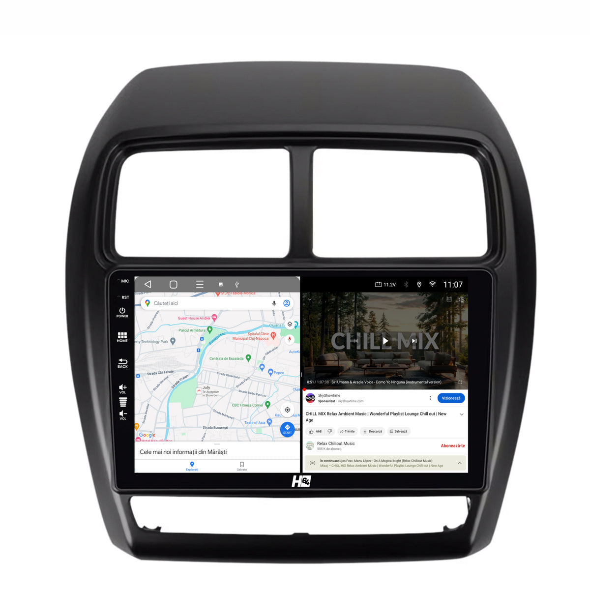 Navigatie HUB64 Mitsubishi ASX (2016-2019, 8GB RAM, Android, Octacore, Slot Sim 4G, DSP, GPS, Wi-FI, Carplay, Android Auto, USB, Bluetooth, Waze, Touchscreen, 9 Inch