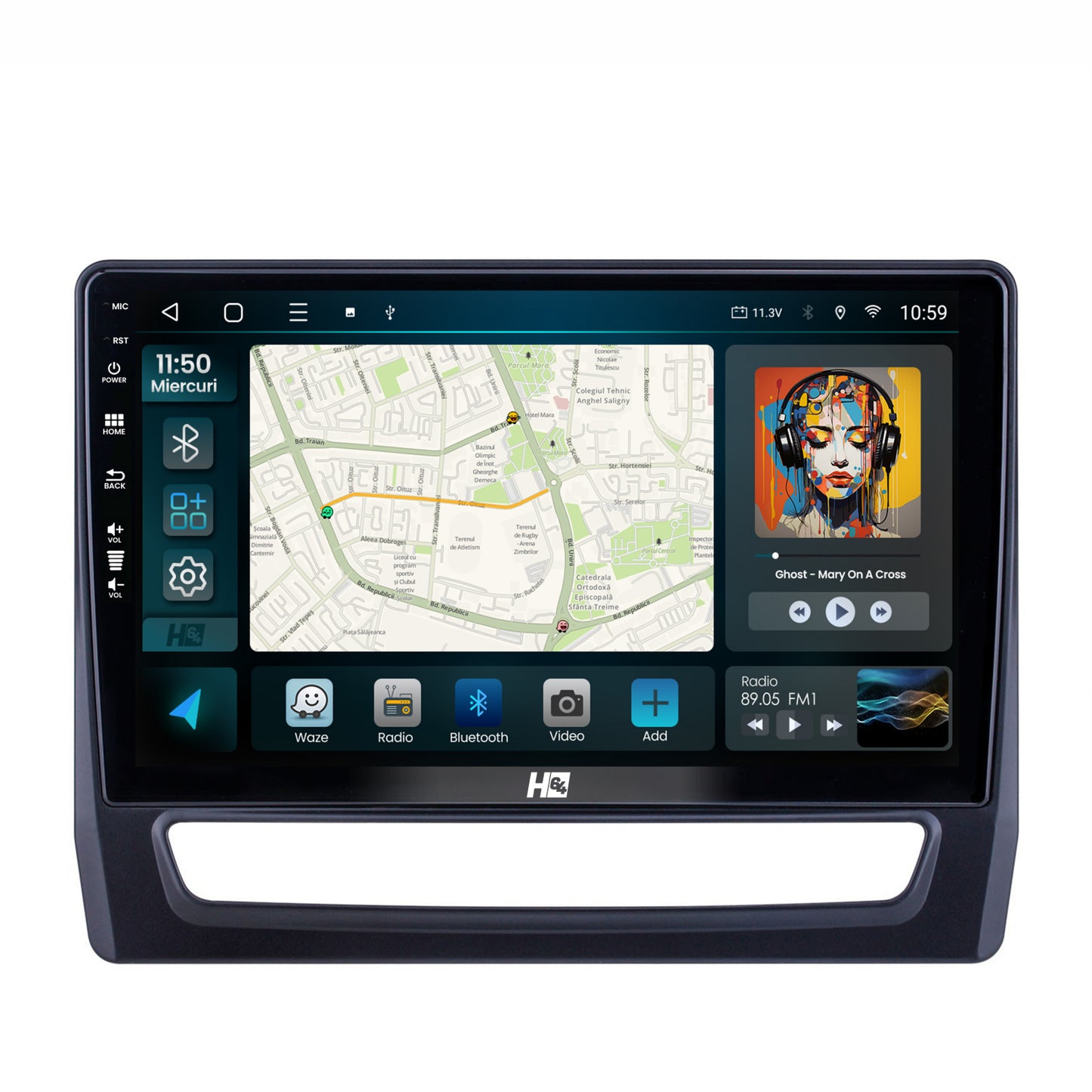 Navigatie HUB64 Mitsubishi ASX (2019+), 4GB RAM, Android, Octacore, Slot Sim 4G, DSP, GPS, Wi-FI, Carplay, Android Auto, USB, Bluetooth, Waze, Touchscreen, 10.1 Inch