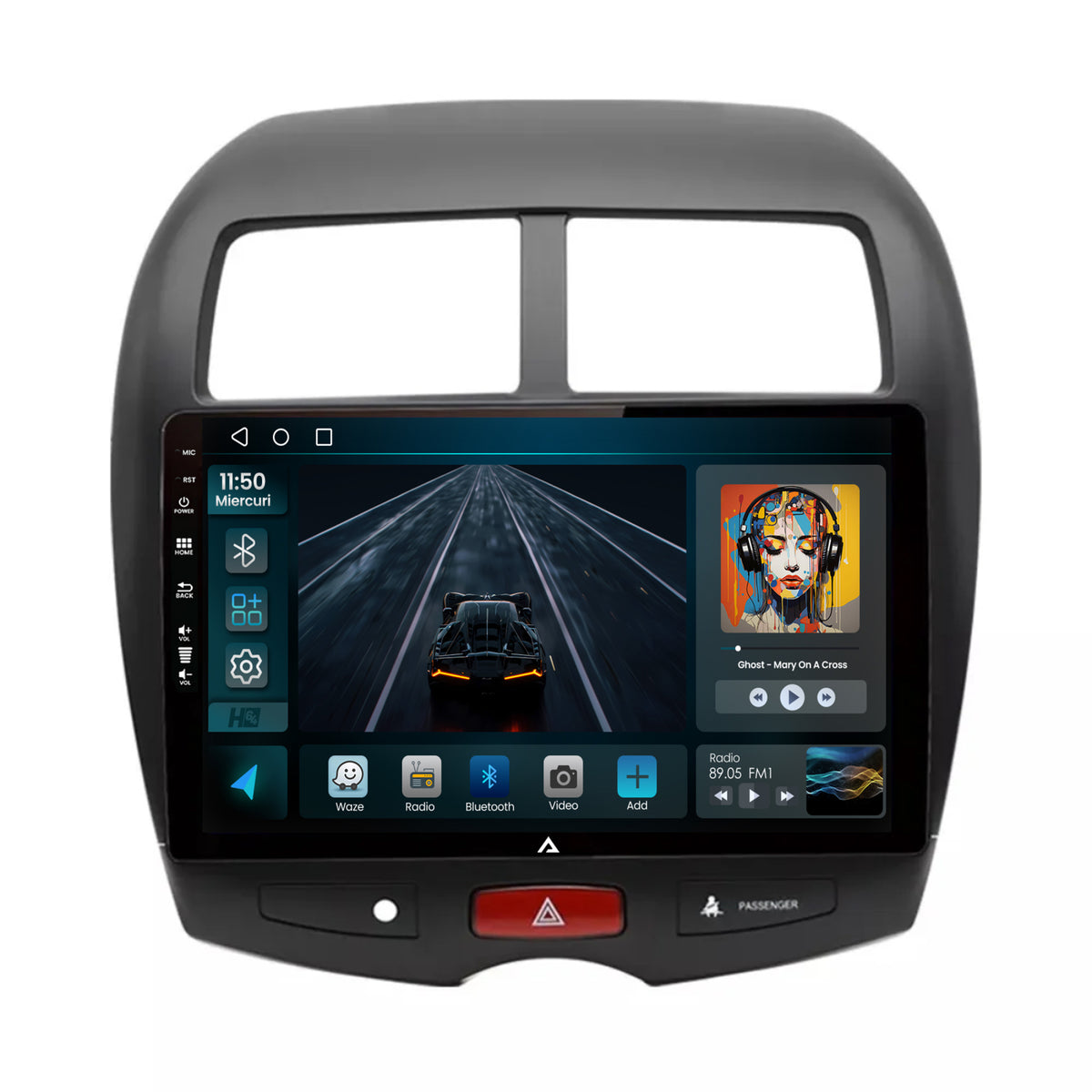 Navigatie HUB64 Mitsubishi ASX / Peugeot 4008 (2010-2018), 2GB RAM, Android, GPS, Wi-FI, Carplay, Android Auto, USB, Bluetooth, Radio, Waze, Touchscreen, 10.1 inch