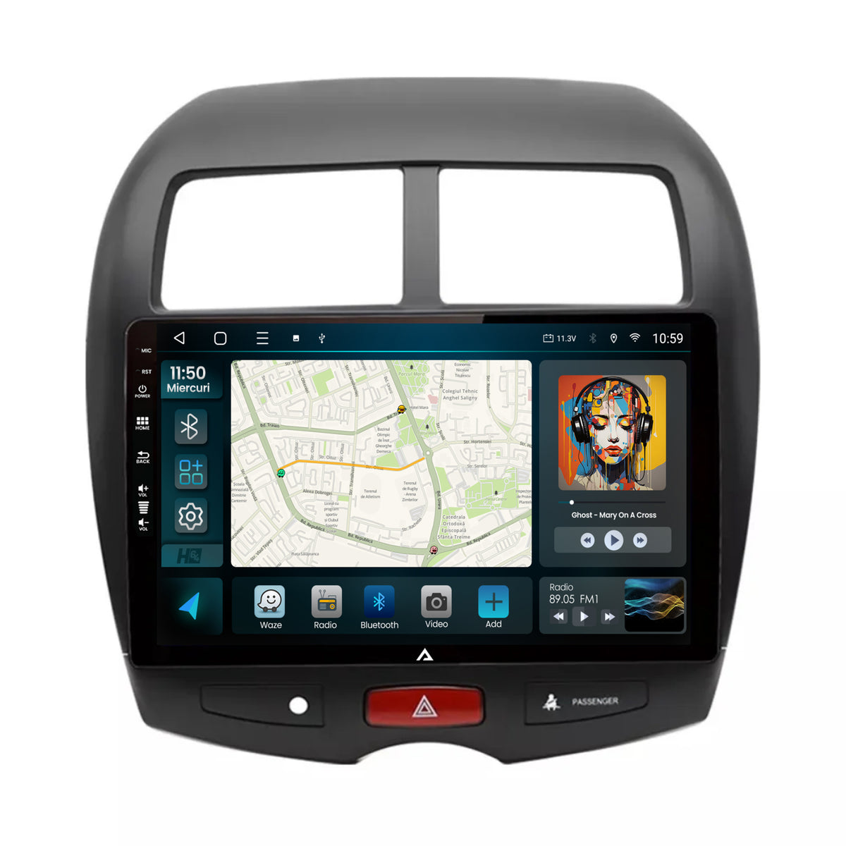 Navigatie HUB64 Mitsubishi ASX / Peugeot 4008 (2010-2018), 8GB RAM, Android, Octacore, Slot Sim 4G, DSP, GPS, Wi-FI, Carplay, Android Auto, USB, Bluetooth, Waze, Touchscreen, 10.1 Inch