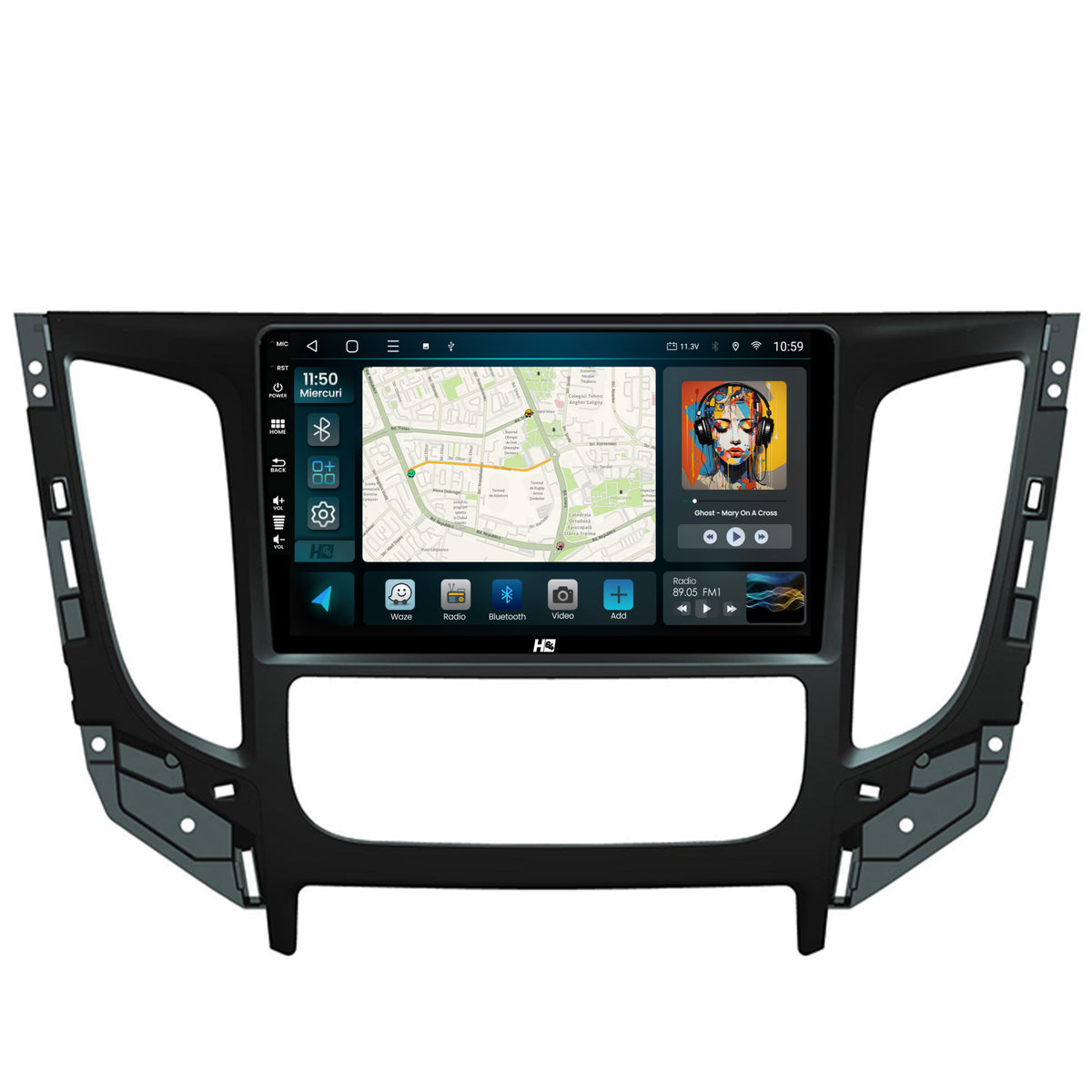 Navigatie HUB64 Mitsubishi L200 (2014-2020), 4GB RAM, Android, Octacore, Slot Sim 4G, DSP, GPS, Wi-FI, Carplay, Android Auto, USB, Bluetooth, Waze, Touchscreen, 9 inch