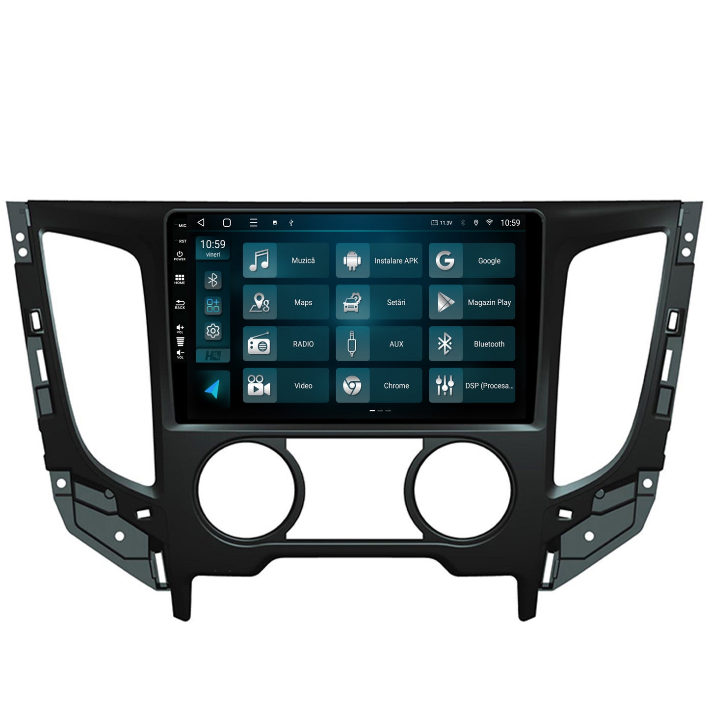 Navigatie HUB64 Mitsubishi L200 (2014-2020), 4GB RAM, Android, Quadcore, DSP, GPS, Wi-FI, Carplay, Android Auto, USB, Bluetooth, Waze, Touchscreen, 9 inch