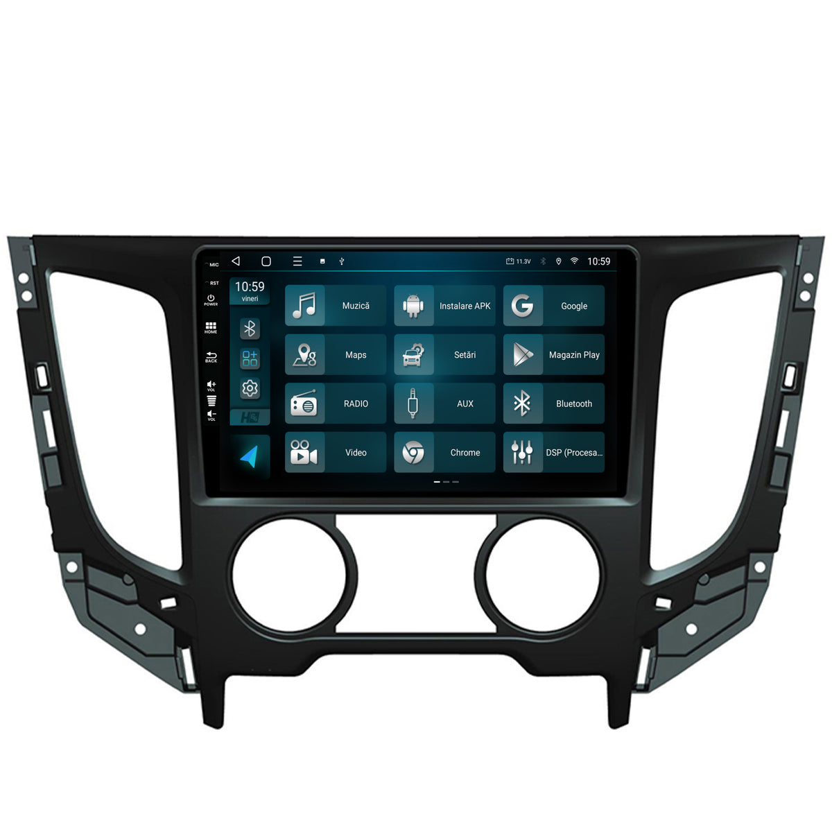 Navigatie HUB64 Mitsubishi L200 (2014-2020), 8GB RAM, Android, Octacore, Slot Sim 4G, DSP, GPS, Wi-FI, Carplay, Android Auto, USB, Bluetooth, Waze, Touchscreen, 9 Inch