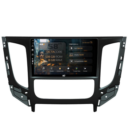 Navigatie HUB64 Mitsubishi L200 (2014-2020), 8GB RAM, Android, Octacore, Slot Sim 4G, DSP, GPS, Wi-FI, Carplay, Android Auto, USB, Bluetooth, Waze, Touchscreen, 9 Inch