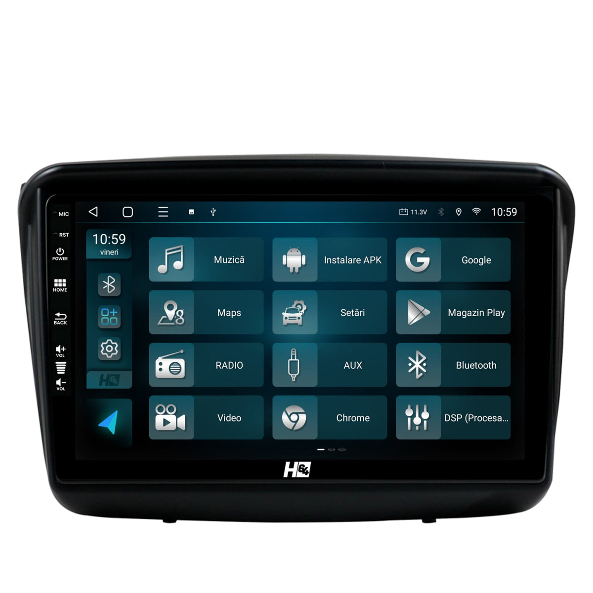 Navigatie HUB64 Mitsubishi L200 / Pajero Sport, 6GB RAM, Android, Octacore, Slot Sim 4G, DSP, GPS, Wi-FI, Carplay, Android Auto, USB, Bluetooth, Waze, Touchscreen, 9 Inch