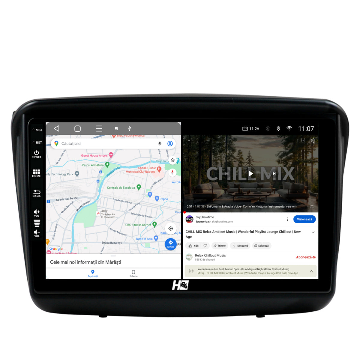 Navigatie HUB64 Mitsubishi L200 / Pajero Sport, 8GB RAM, Android, Octacore, Slot Sim 4G, DSP, GPS, Wi-FI, Carplay, Android Auto, USB, Bluetooth, Waze, Touchscreen, 9 Inch