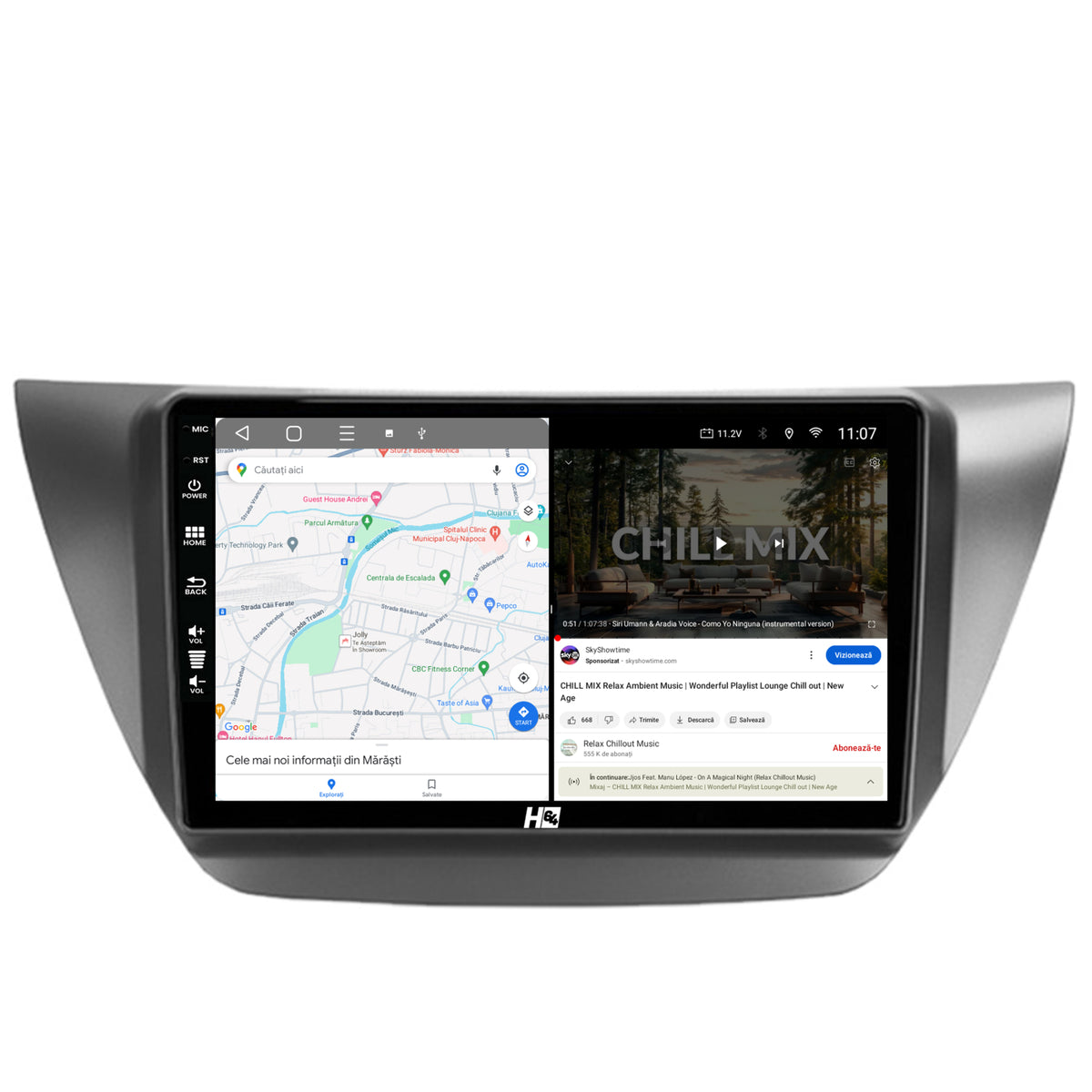 Navigatie HUB64 Mitsubishi Lancer (2003-2007), 4GB RAM, Android, Octacore, Slot Sim 4G, DSP, GPS, Wi-FI, Carplay, Android Auto, USB, Bluetooth, Waze, Touchscreen, 9 inch