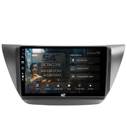 Navigatie HUB64 Mitsubishi Lancer (2003-2007), 4GB RAM, Android, Octacore, Slot Sim 4G, DSP, GPS, Wi-FI, Carplay, Android Auto, USB, Bluetooth, Waze, Touchscreen, 9 inch