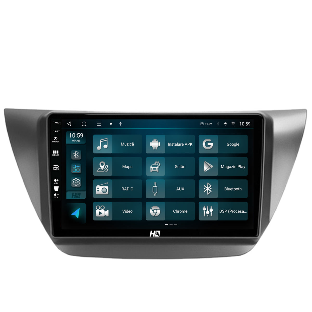 Navigatie HUB64 Mitsubishi Lancer (2003-2007), 4GB RAM, Android, Octacore, Slot Sim 4G, DSP, GPS, Wi-FI, Carplay, Android Auto, USB, Bluetooth, Waze, Touchscreen, 9 inch